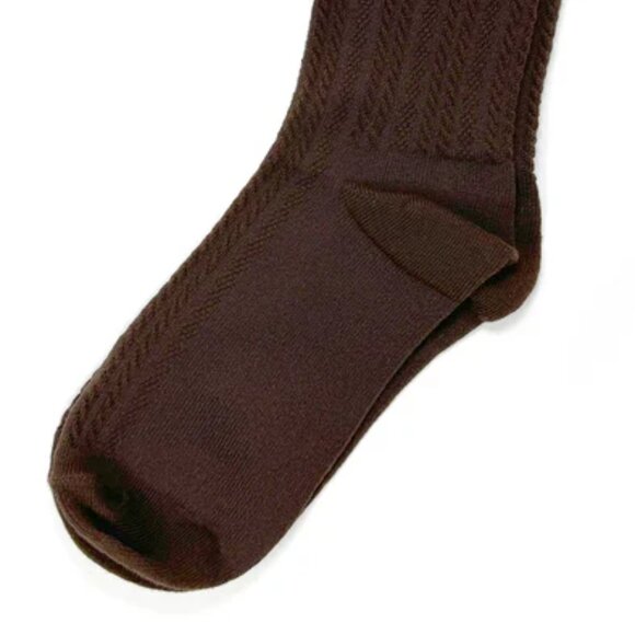 NWT Jane Ribbed Brown Ruffle Crew Socks - Picture 3 of 5